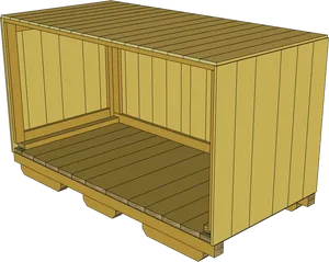 Wooden Crate3 D Model PNG Image