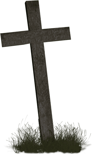 Wooden Cross Grave Marker PNG image with transparent background