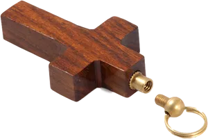 Wooden Cross Keychain PNG Image