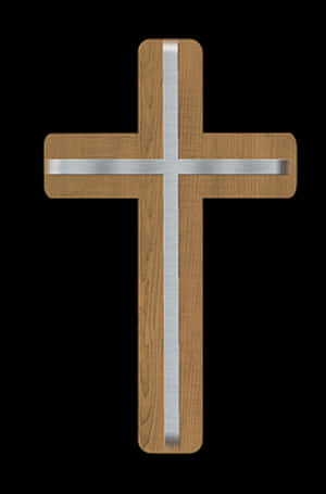 Wooden Crosswith Metal Inlay PNG with transparent background