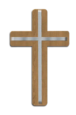 Wooden Crosswith Metal Inlay PNG Image