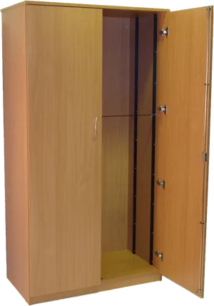 Wooden Cupboard Open Doors PNG Image