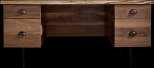 Wooden Deskwith Drawersand Metal Legs PNG image with transparent background