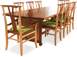 Wooden Dining Tableand Chairs Set PNG Image