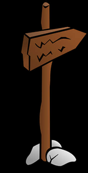 Wooden Direction Sign Cartoon Style PNG image with transparent background