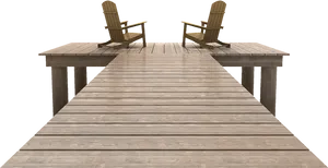 Wooden Dock With Adirondack Chairs PNG Image