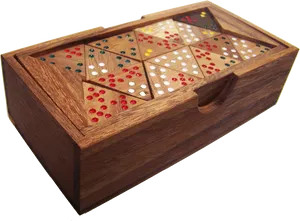 Wooden Domino Setin Box PNG Image