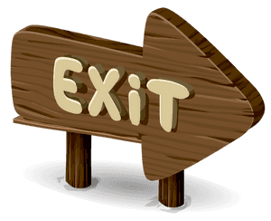 Wooden Exit Sign Illustration PNG image with transparent background