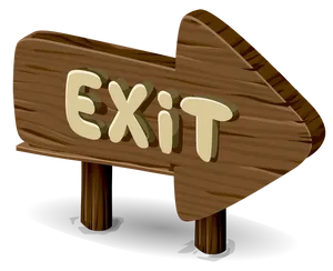 Wooden Exit Sign Illustration PNG Image