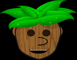 Wooden Face Cartoon Emoji PNG image with transparent background