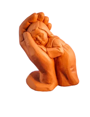 Wooden Figurine Stretching Pose PNG Image