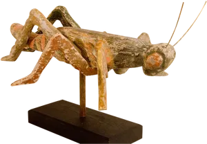 Wooden Grasshopper Sculpture PNG Image