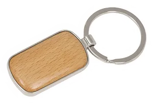 Wooden Insert Metal Keychain PNG Image