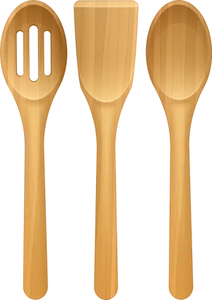 Wooden Kitchen Utensils Set PNG Image