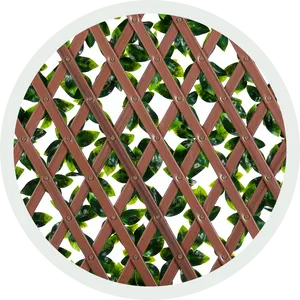 Wooden Latticewith Green Leaves PNG Image