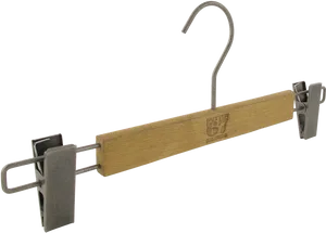 Wooden Pants Hangerwith Clips PNG Image