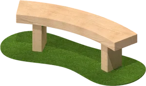 Wooden Park Bench Design PNG Image