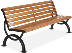 Wooden Park Bench Isolated PNG Image