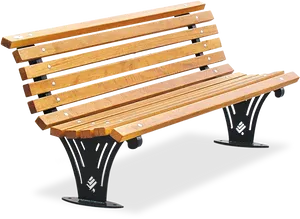 Wooden Park Bench Isolated PNG Image