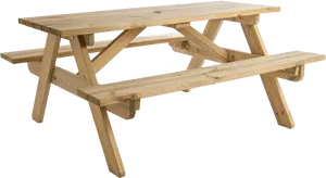 Wooden Picnic Table Isolated PNG Image