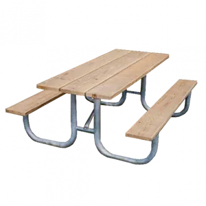 Wooden Picnic Tablewith Metal Frame PNG Image