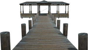 Wooden Pier Over Water PNG with transparent background