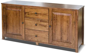 Wooden Sideboard Cabinetwith Drawersand Doors PNG Image