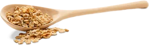 Wooden Spoon With Granola Spilling PNG Image