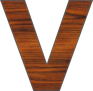 Wooden Texture Letter V PNG Image