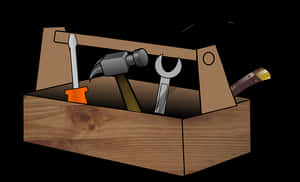 Wooden Toolboxwith Tools PNG image with transparent background