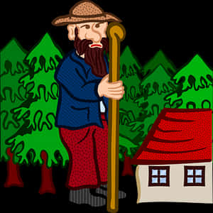 Woodsman By The Cabin PNG