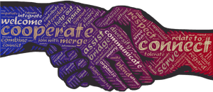 Word Cloud Handshake Illustration PNG with transparent background
