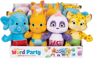 Word Party Plush Toys Collection PNG Image