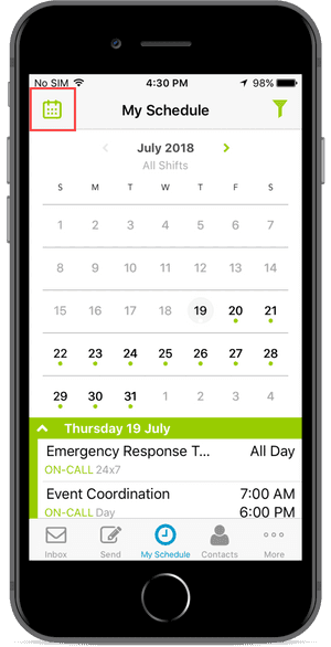 Work Schedule App Screen PNG image with transparent background