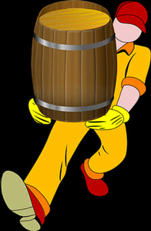 Worker Carrying Barrel Illustration PNG image with transparent background