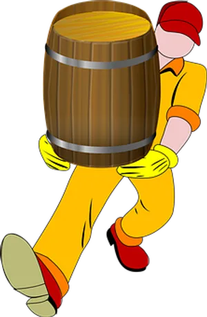 Worker Carrying Barrel Illustration PNG Image