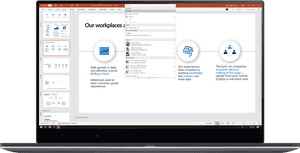 An Image Shows A Laptop Open To A Powerpoint Deck In - Office 365 Search Bar, HD Png Download PNG