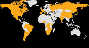 World Map Orangeand Black PNG image with transparent background