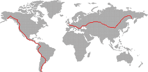 World Mapwith Red Line PNG image with transparent background