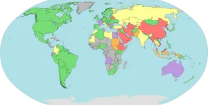 World Political Map Elliptical Projection PNG Image