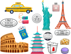 World Travel, Rome, China, Paris, New York, Taxi - Travel, HD Png Download PNG image with transparent background
