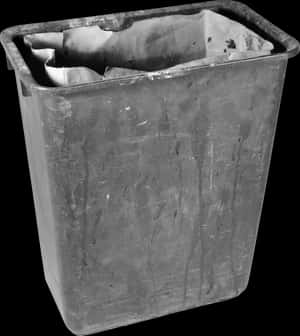 Worn Out Black Trash Can PNG image with transparent background
