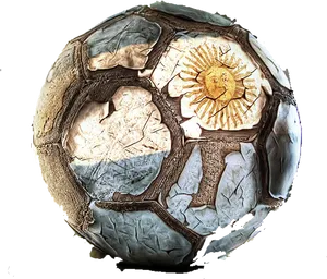 Worn Soccer Ballwith Sun Design PNG Image