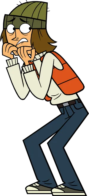 Worried Cartoon Character Standing PNG Image