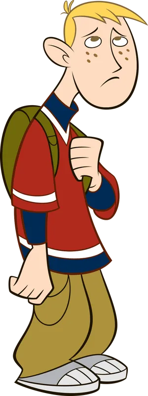 Worried Cartoon Teenager Walking PNG Image