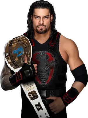 Wrestler_with_ Championship_ Belt PNG Image