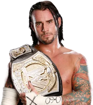 Wrestler_with_ Championship_ Belt PNG Image