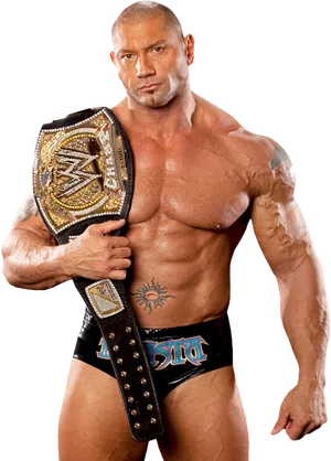 Wrestler_with_ Championship_ Belt PNG Image