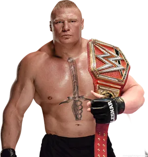 Wrestler_with_ Championship_ Belt.png PNG Image