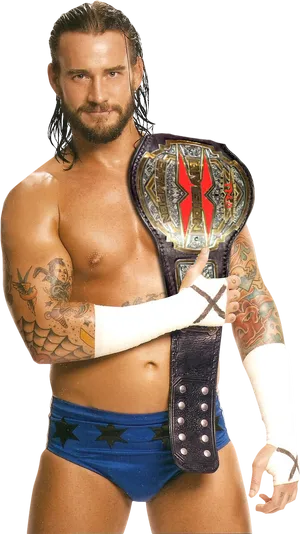 Wrestler_with_ Championship_ Belt PNG Image